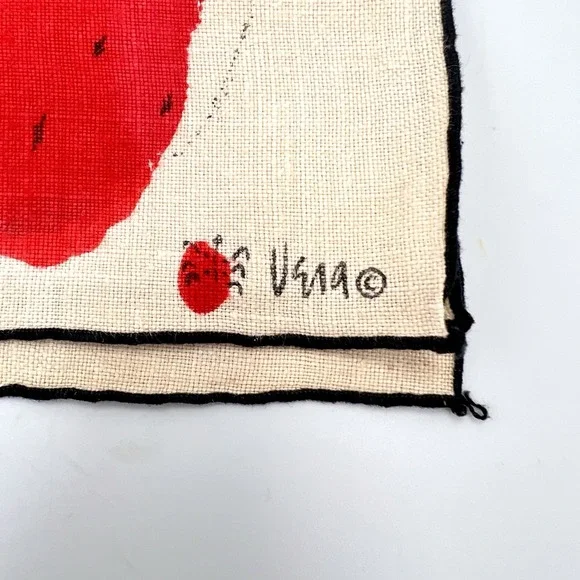 Vintage Vera Neumann Red Apple Linen Cotton napkins Set of 4 - Picture 12 of 12